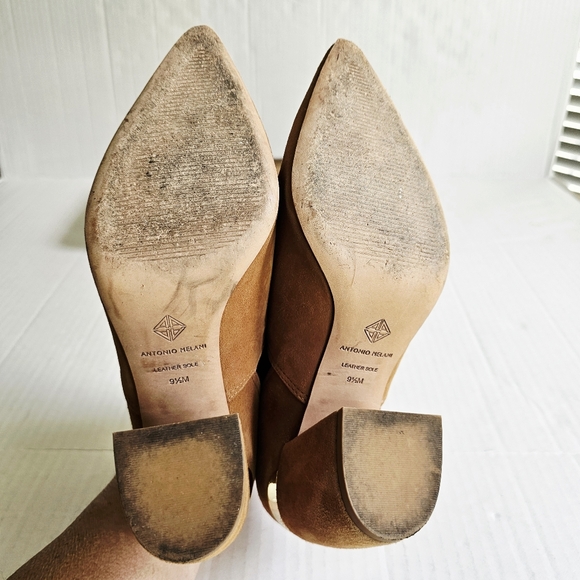 Antonio Melani Maxinee booties size 9.5 tan suede pointed toe leather slip on - Picture 13 of 15